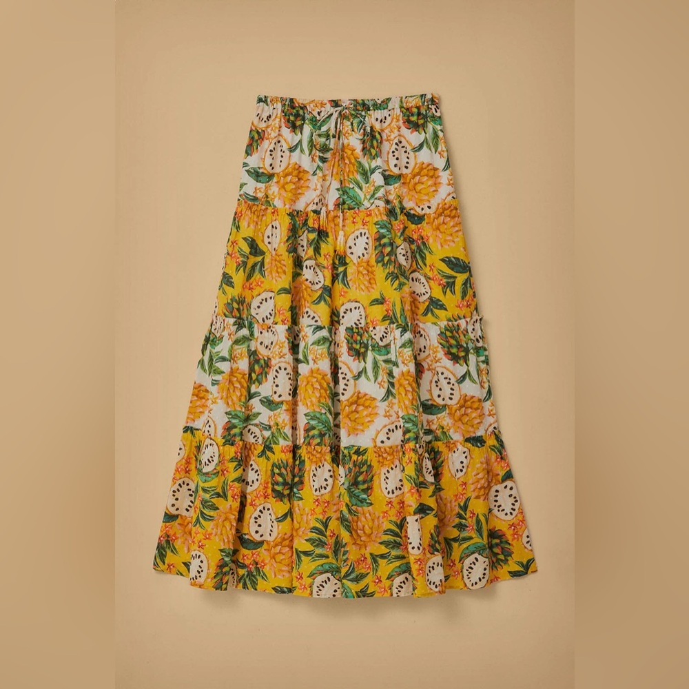 Anthropologie farm rio Mixed Biriba fruit print Maxi Skirt XL